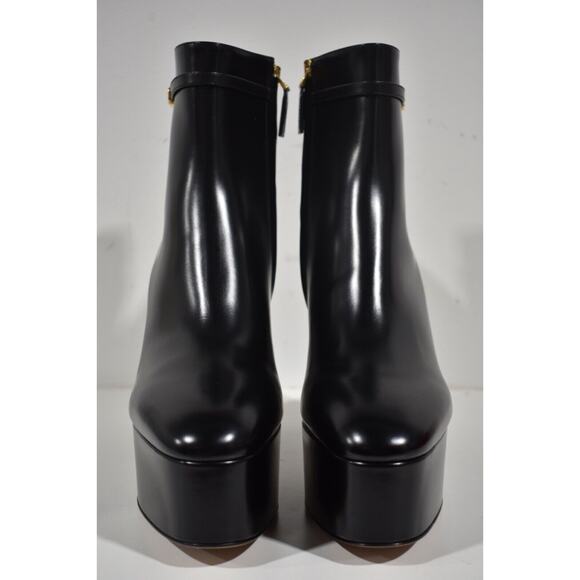 Valentino Tan-go 120 Black Leather Short Ankle Block Heel Platform Boot 40 - Picture 5 of 12